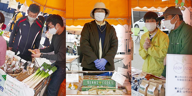 オーガニックマルシェで生産物を販売する農家さんの画像