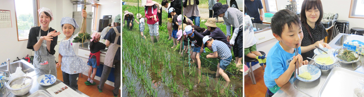 田んぼおしごと体験＆笹巻き作り体験の様子